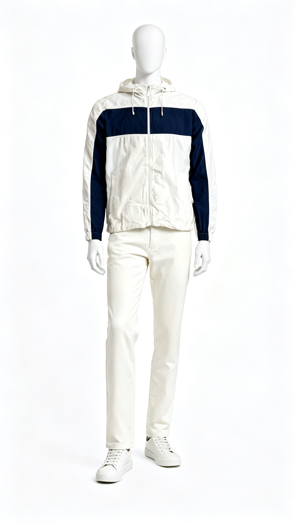 White Colorblock Windbreaker