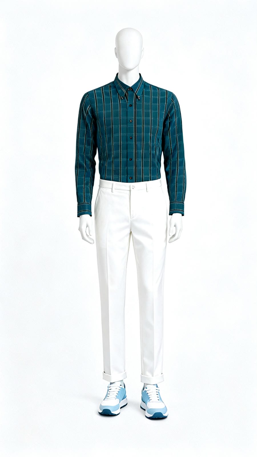 Teal Checked Casual Shirt