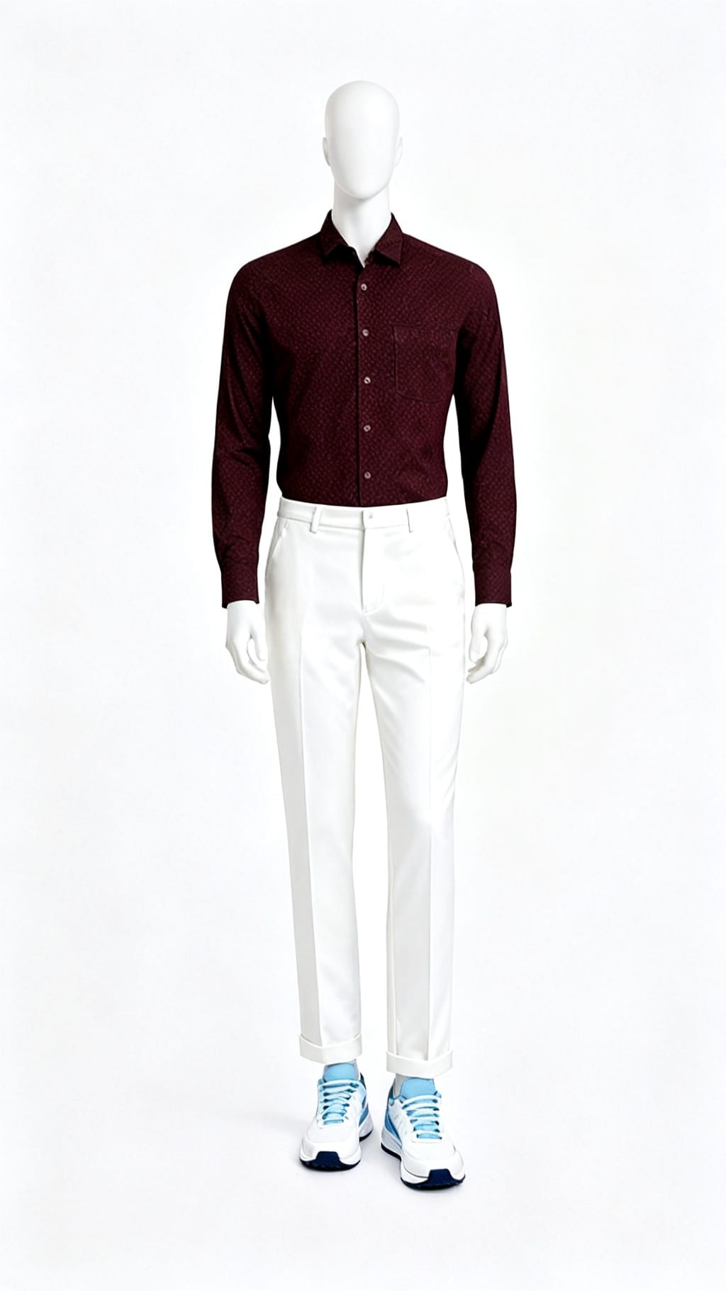 Maroon Self Design Party Shirt