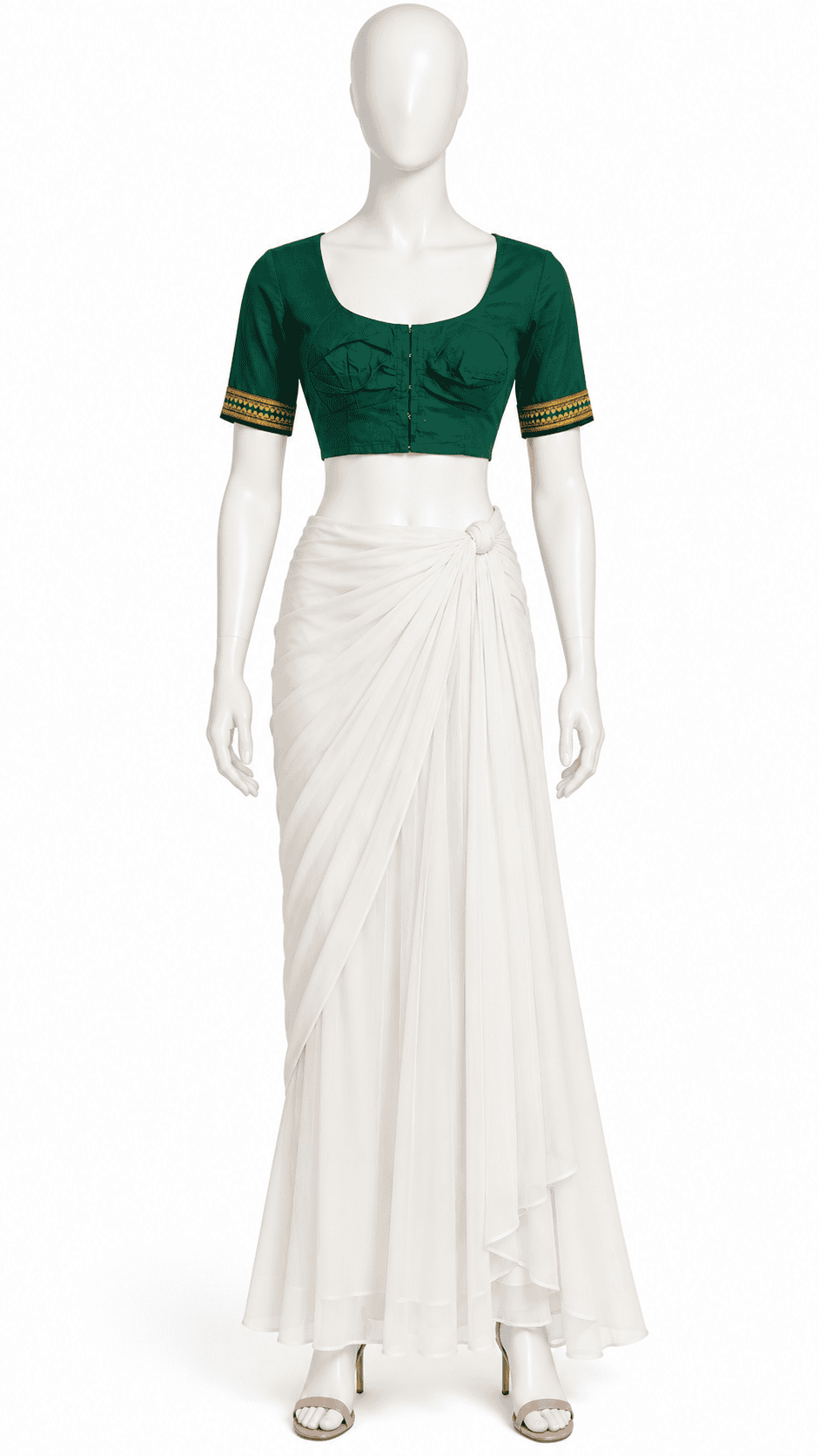 Women's Dark Green Solid Saree Blouse