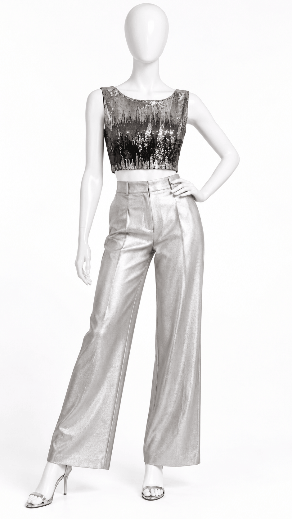 Women's Ombre Sequin Crop Top