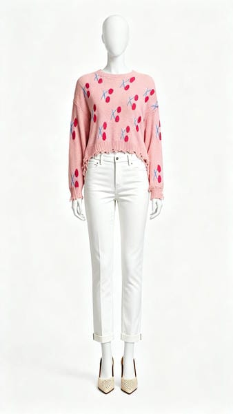 Women Pink Cherry Knit Vest
