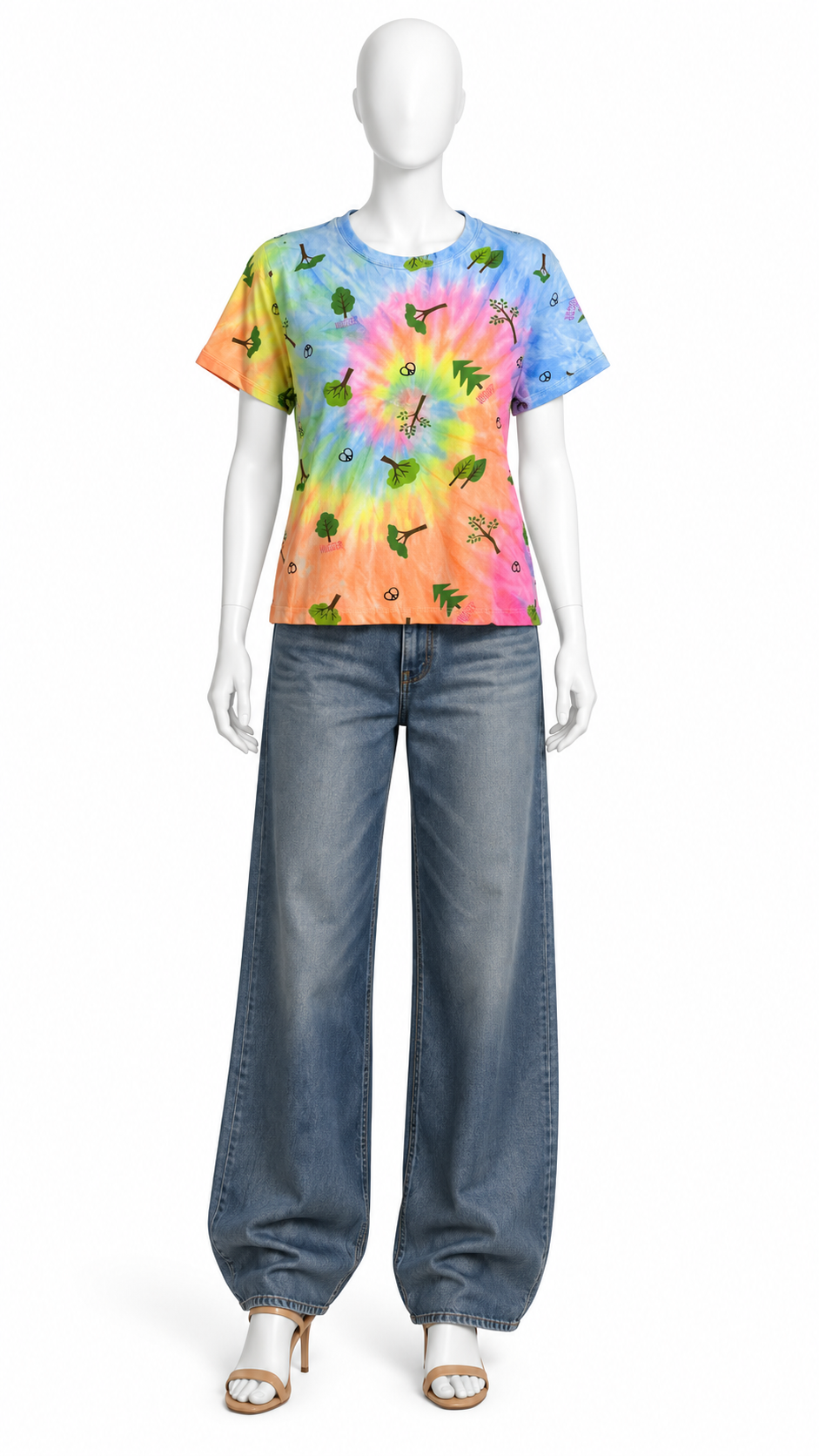 Multicolour Nature Tie-Dye Crop T-Shirt